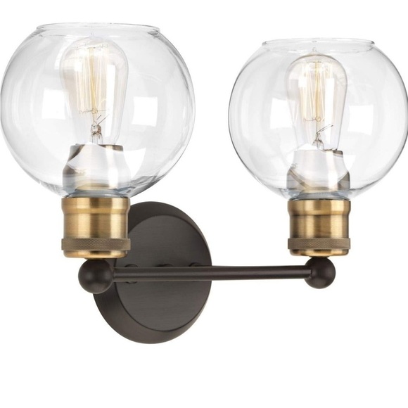 Progress Lighting | NIB Hansford Antique Bronze 2-Light Clear Glass Vanity Light - Picture 3 of 10